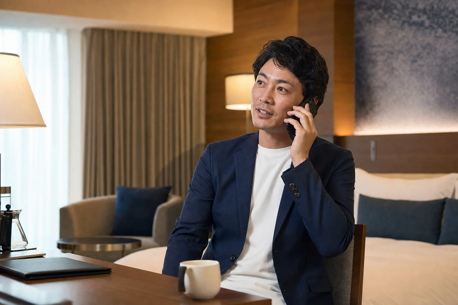お客様がホテルへ電話をかけているイメージ