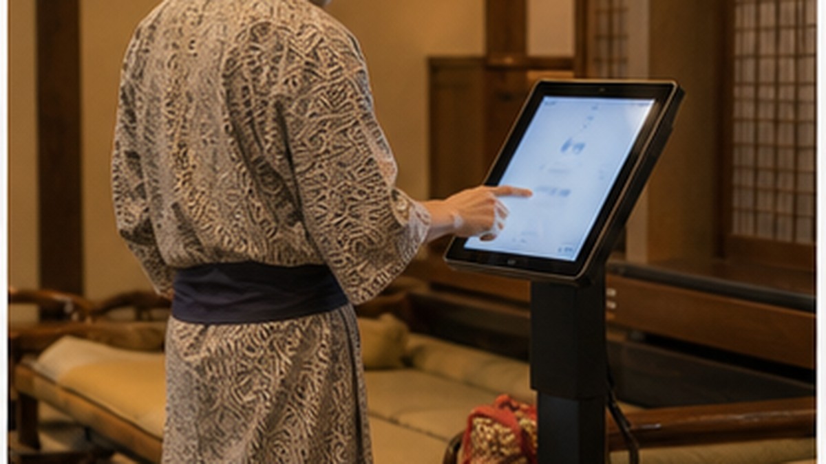 宿泊客が端末を操作するイメージ